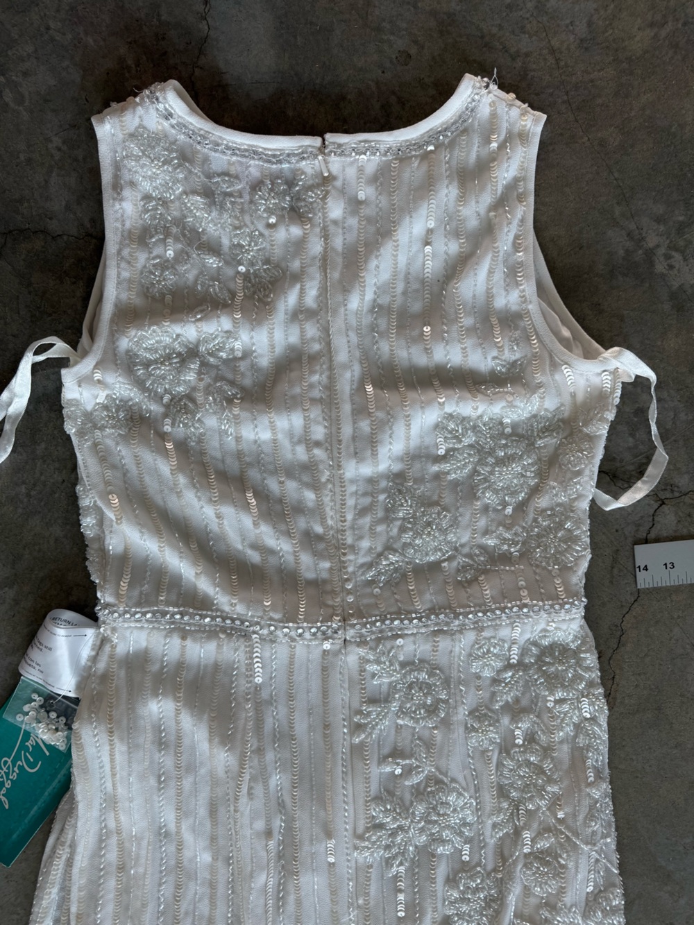 Mac Duggal Ivory Beaded Sleeveless Midi Dress - Picture 5 of 8